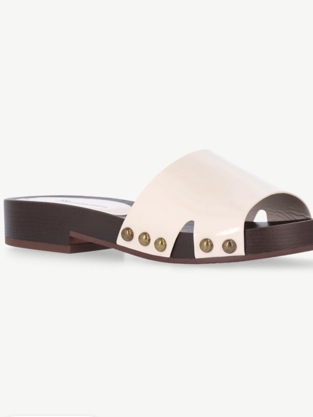 NEW Cream Patent Slide Sandals